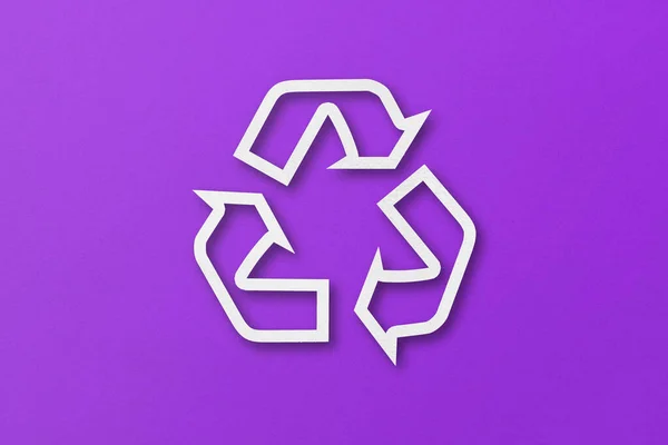 White Paper Cut Recycled Shapes Isolated Purple Paper Background — Stok fotoğraf