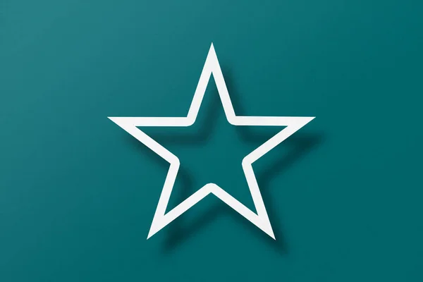 Paper Cut Star Shape Light Shadow Placed Green Paper Background — Foto Stock