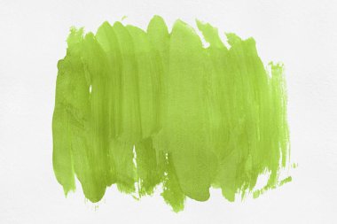 Lime green brush isolated on white paper background. lime green watercolor