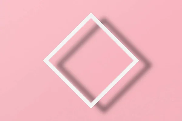 Paper Cut Square Shapes Light Shadow Placed Pink Paper Background — Stockfoto