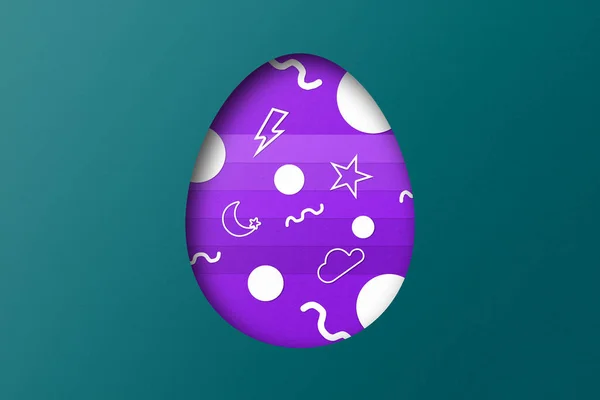 Зеленая Фиолетовая Бумага Образуют Пасхальный Рисунок Яйца Наложение Бумаги — стоковое фото
