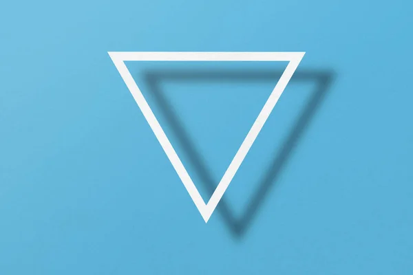 Белая Бумага Разрезанная Треугольную Форму Играющая Кнопка Установленная Светло Голубом — стоковое фото
