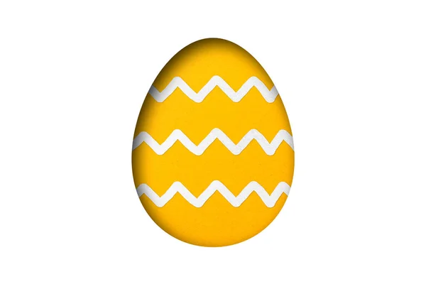 Желтая Бумага Вырезана Сформировать Рисунок Пасхального Яйца Наложение Бумаги — стоковое фото
