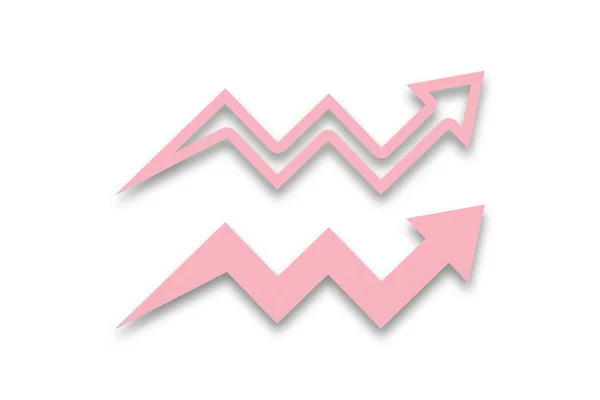 Graph Paper Pink Arrow Isolated White Background — 스톡 사진