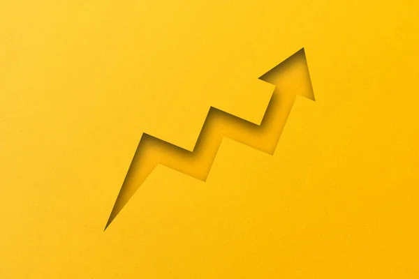 Diagrammpapier Gelbe Pfeile Isoliert Auf Gelbem Hintergrund Overlay Papier — Stockfoto