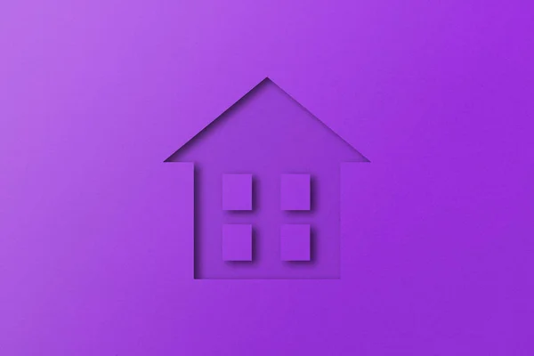 Фиолетовая Бумага Вырезать Форму Дома Изолированы Фиолетовом Фоне Бумаги — стоковое фото