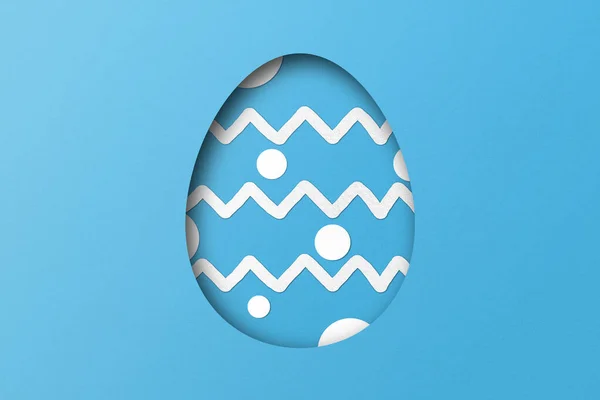 Papel Azul Claro Cortado Para Formar Patrón Huevo Pascua —  Fotos de Stock