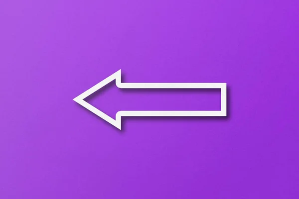 White Paper Arrow Isolated Purple Paper Background — Stockfoto