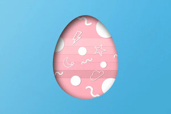 Светло Голубые Розовые Порезы Бумаги Образуют Рисунок Пасхального Яйца Наложение — стоковое фото