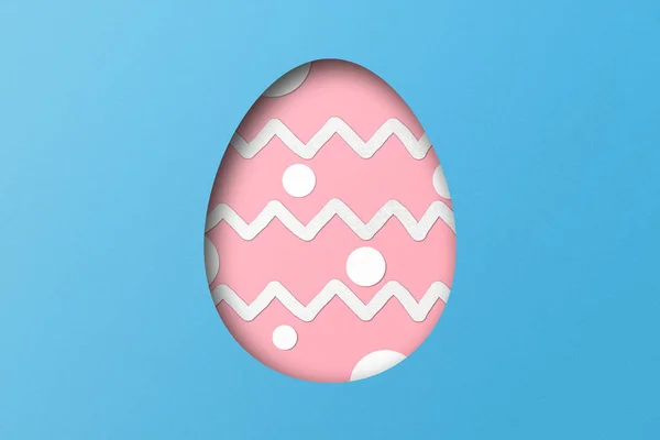 Light Blue Pink Paper Cuts Form Easter Egg Pattern Overlay — Stock Photo, Image