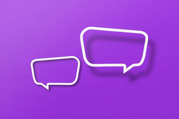 White Paper Cut Out Speech Bubble Shapes Set Purple Paper — Stockfoto