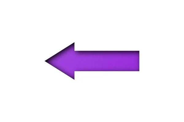 Flecha Papel Púrpura Aislada Sobre Fondo Papel Blanco — Foto de Stock