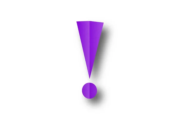 Purple Paper Punched Shape Exclamation Mark Warning Sign Isolated White — Stock Photo, Image