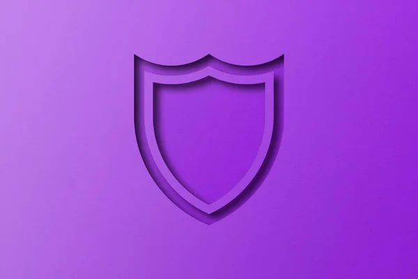 紫色の紙シールド紫の紙の背景にセットパンチシールド形状をカット — ストック写真