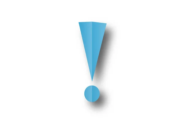Ljusblått Papper Stansat Form Ett Utropstecken Varningsskylt Isolerad Vit Bakgrund — Stockfoto