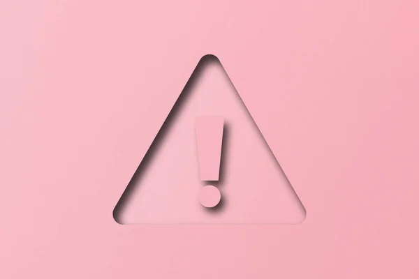 Roze Papier Gesneden Uitroepteken Vormen Waarschuwingsbord Ingesteld Roze Papieren Achtergrond — Stockfoto