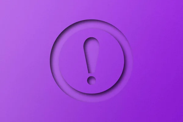 Фіолетовий Папір Пробивається Форму Знака Оклику Знак Попередження Фіолетовому Паперовому — стокове фото