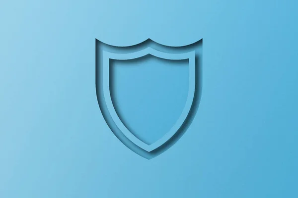 Luz Azul Papel Escudo Perfurado Papel Cortado Escudo Forma Definida — Fotografia de Stock