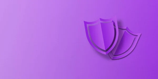 Escudo Papel Púrpura Papel Recortado Forma Escudo Perforado Conjunto Sobre —  Fotos de Stock