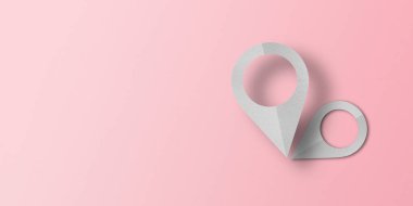 Beyaz kağıt şekiller, yerleştirme iğneleri. Pembe kağıt arkaplanda işaretli noktalar