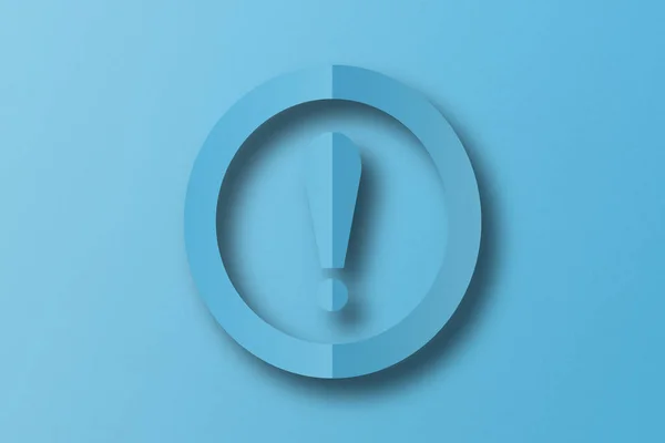 Light Blue Paper Punched Shape Exclamation Mark Warning Sign Set — Stock Photo, Image
