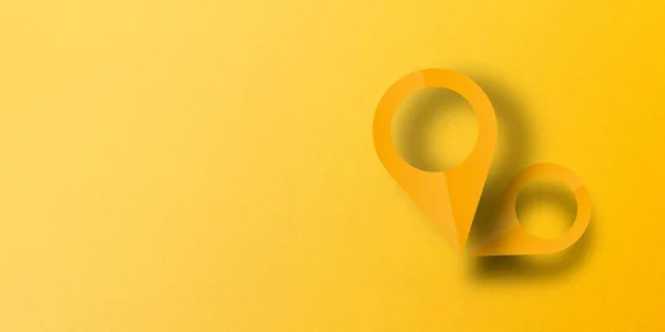 Жовтий Папір Розрізають Форми Розміщуючи Шпильки Вказівник Знак Місця Розташування — стокове фото