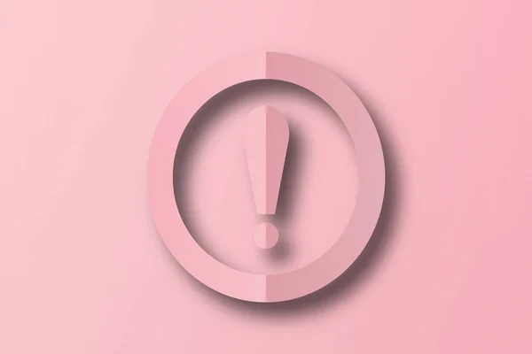 Розовая Бумага Разрезанная Восклицательные Знаки Предупреждающий Знак Розовом Фоне Бумаги — стоковое фото