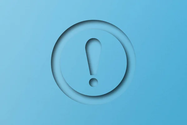 Light Blue Paper Punched Shape Exclamation Mark Warning Sign Set — Stock Photo, Image