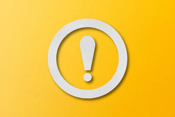 White Paper Punched Shape Exclamation Mark Warning Sign Set Yellow — Stock Photo, Image