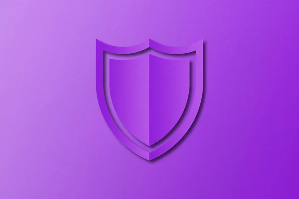 Escudo Papel Púrpura Papel Recortado Forma Escudo Perforado Conjunto Sobre — Foto de Stock