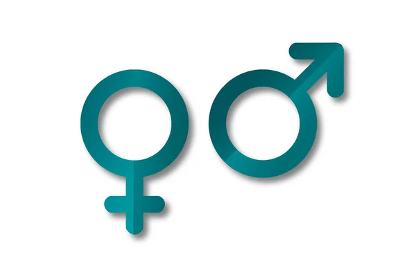 Groen Papier Gesneden Mannelijke Vrouwelijke Symbool Vormen Geïsoleerd Witte Achtergrond — Stockfoto