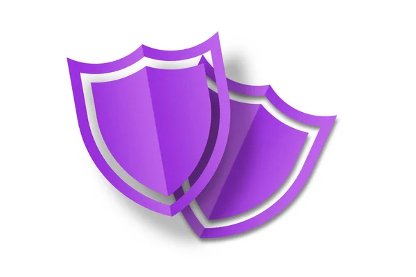Purple Paper Shield Paper Cut Punched Shield Shape Isolated White — Stock Photo, Image