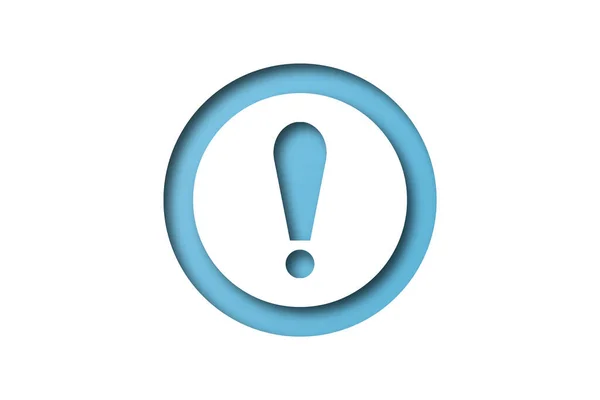 Papel Azul Claro Perforado Forma Signo Exclamación Señal Advertencia Aislada —  Fotos de Stock