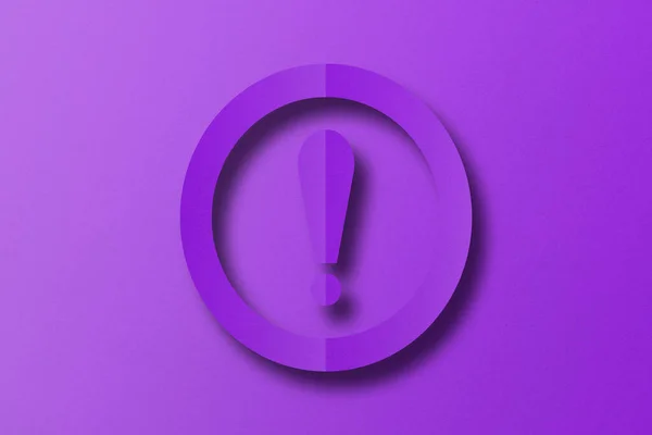 紫色の紙は感嘆符の形にパンチした 紫色の紙を背景にした警告サイン — ストック写真