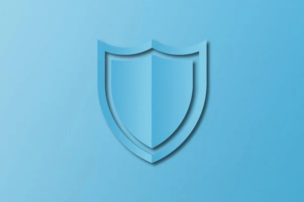 Escudo Papel Azul Claro Papel Perforado Recortado Forma Escudo Establecido — Foto de Stock