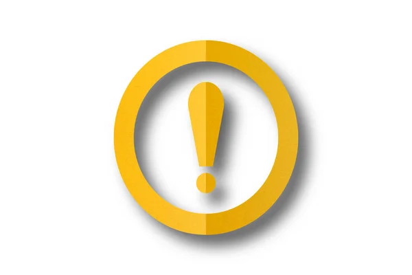Yellow Paper Cut Exclamation Mark Shapes Warning Sign Isolated White — Stock Photo, Image