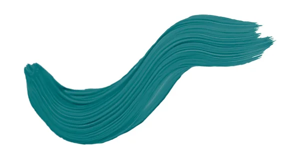 Beyaz Arka Planda Yeşil Boya Fırçası Var Derin Göl Rengi — Stok fotoğraf