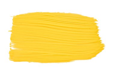 Sarı fırça beyaz arkaplanda izole edilmiş. Suluboya