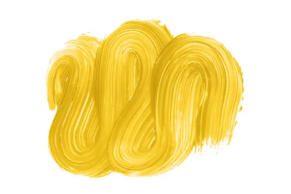 白色背景上孤立的黄色刷子 水彩画 — 图库照片