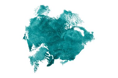 Beyaz arka planda yeşil boya fırçası var. Derin göl rengi.