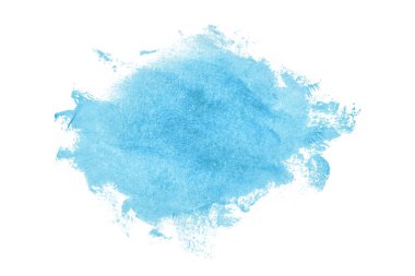 Açık mavi boya fırçası beyaz arkaplanda izole edilmiş. Suluboya