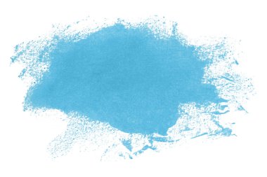 Açık mavi boya fırçası beyaz arkaplanda izole edilmiş. Suluboya