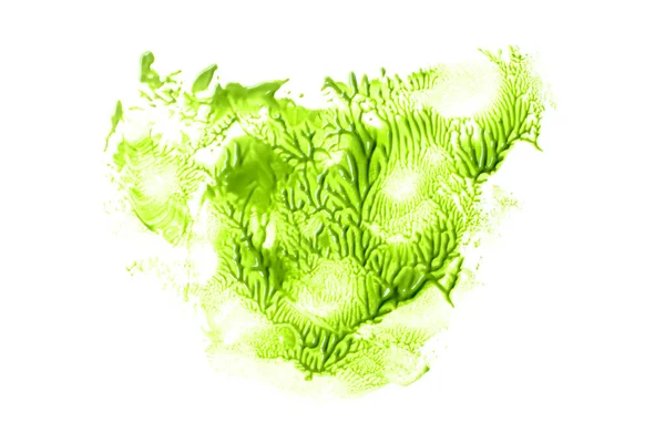 Fényes Zöld Ecset Akvarell Festmény Elszigetelt Fehér Háttér Akvarell — Stock Fotó