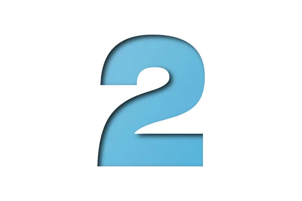 Papper Typsnitt Nummer Ljusblå Färg Isolerad Vit Bakgrund — Stockfoto