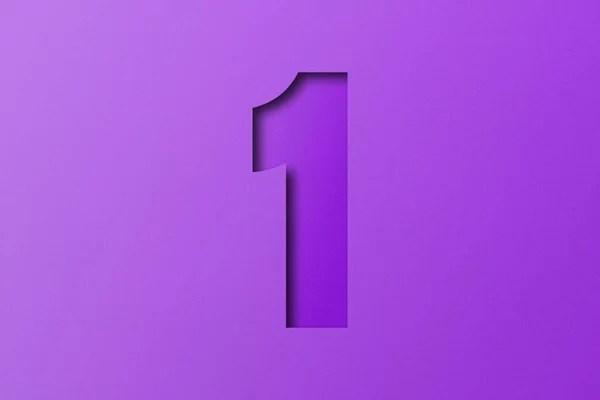 紫色の紙のスタイルのアルファベット紙の番号1 — ストック写真
