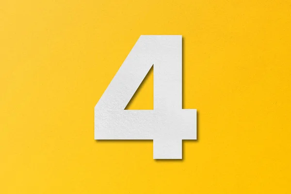 Tipo Papel Blanco Alfabeto Número Aislado Sobre Fondo Amarillo —  Fotos de Stock