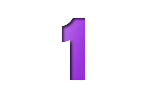 Número Fuente Papel Púrpura Aislada Sobre Fondo Blanco — Foto de Stock