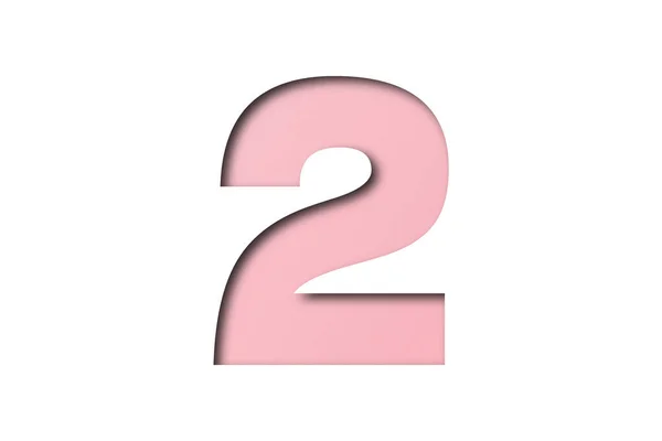2番ピンクの紙のフォントスタイルを白の背景に分離 — ストック写真