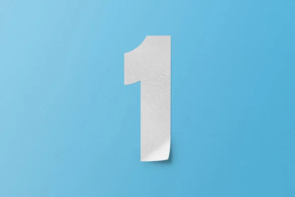 Papel Branco Tipo Papel Letra Número Isolado Fundo Azul Claro — Fotografia de Stock