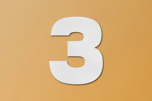 Wit Papier Type Papier Alfabet Nummer Geïsoleerd Oranje Achtergrond — Stockfoto